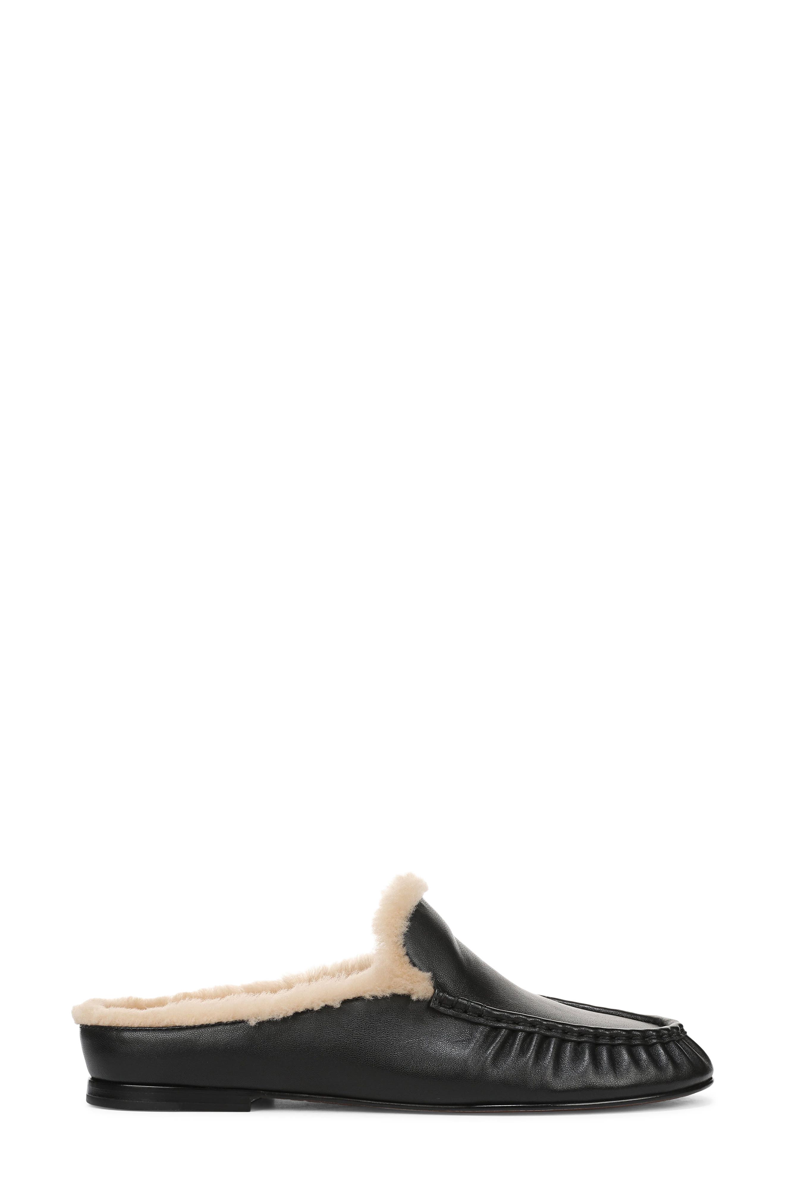 Tevin Genuine Shearling Mule, Alternate, color, BLACK NAPPA LEATHER
