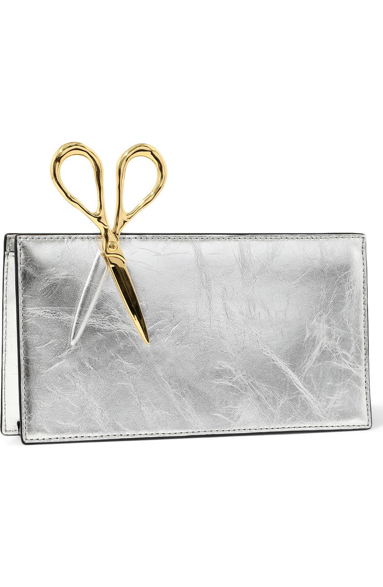 Alexis Bittar The Petite Scissor Leather Clutch, Alternate, color, Silver