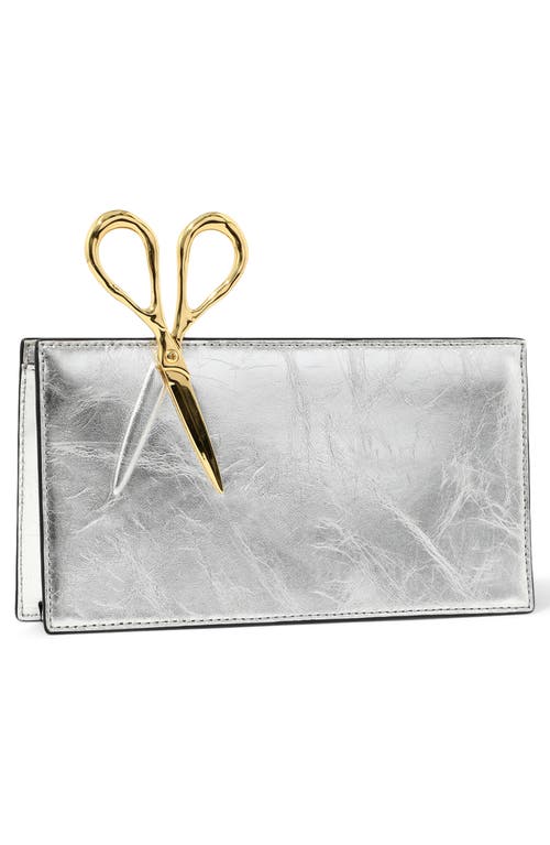 Alexis Bittar The Petite Scissor Leather Clutch In Silver