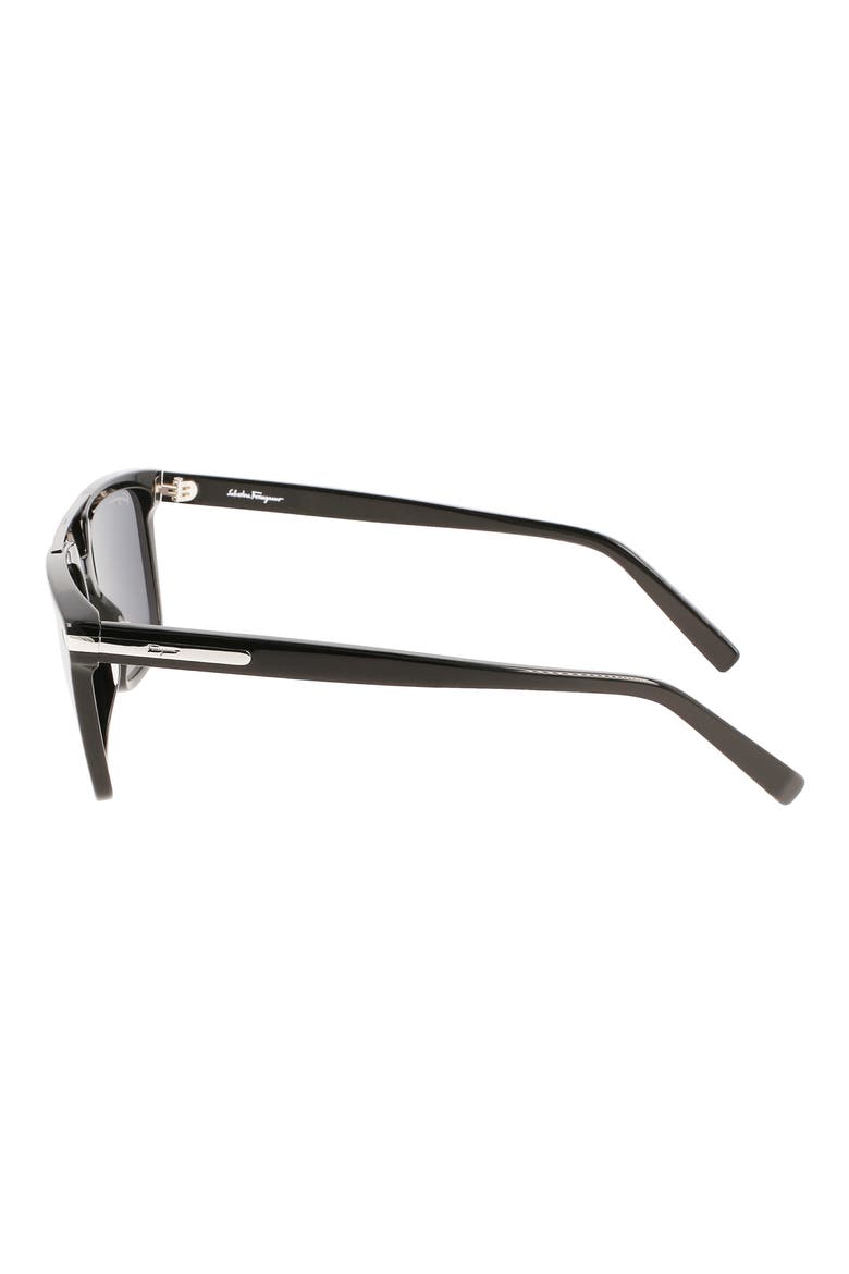 57mm Rectangular Sunglasses, Alternate, color, BLACK