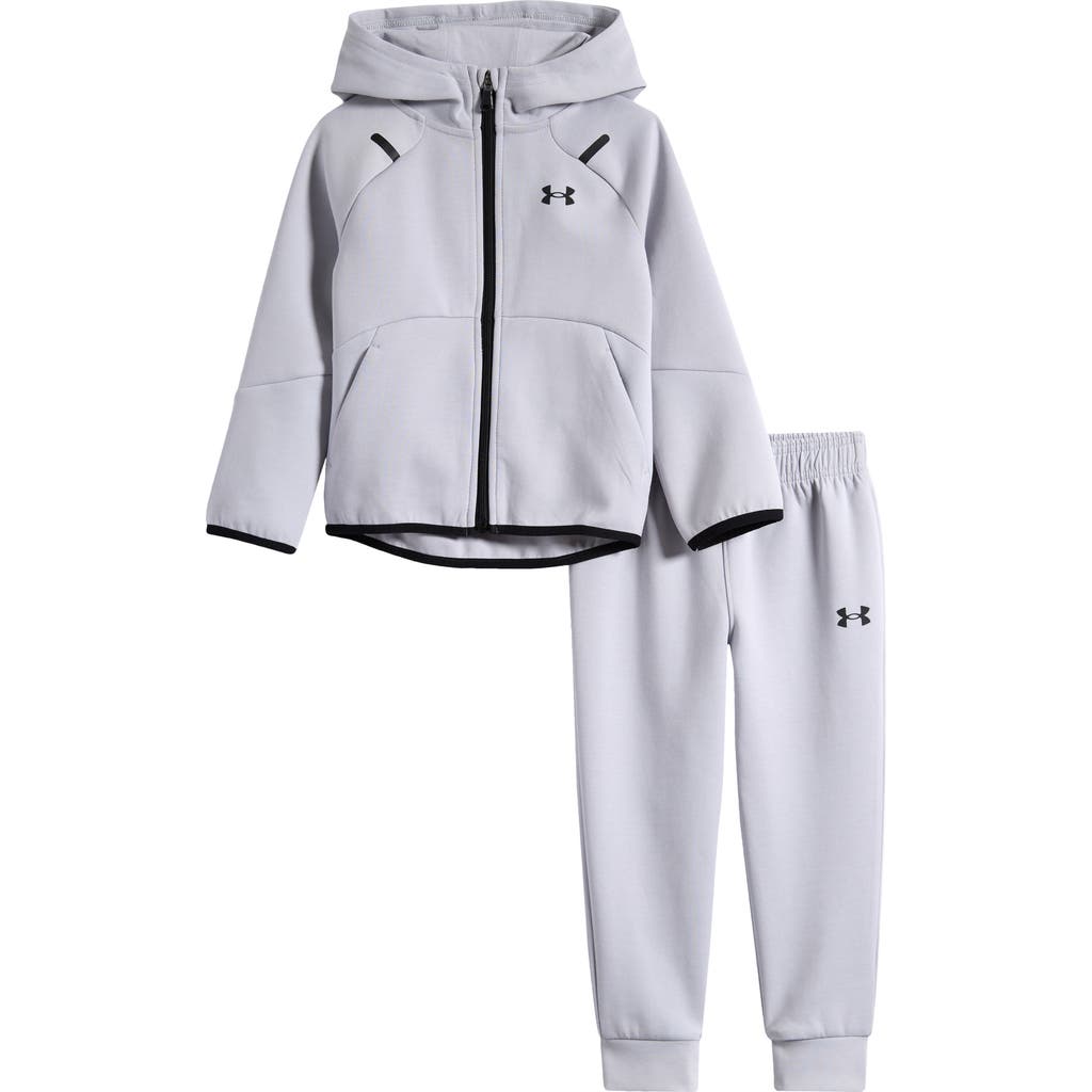 Under Armour Kids' UA Unstoppable Performance Zip Hoodie & Joggeers Set in Mod Gray