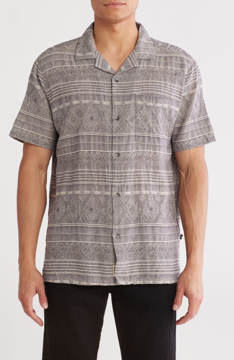 Civil Society Relaxed Fit Jacquard Camp Shirt, Main, color, Charcoal