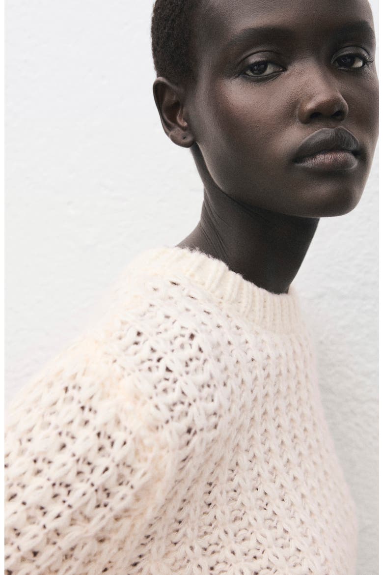 Openwork Knit Sweater, Alternate, color, ECRU