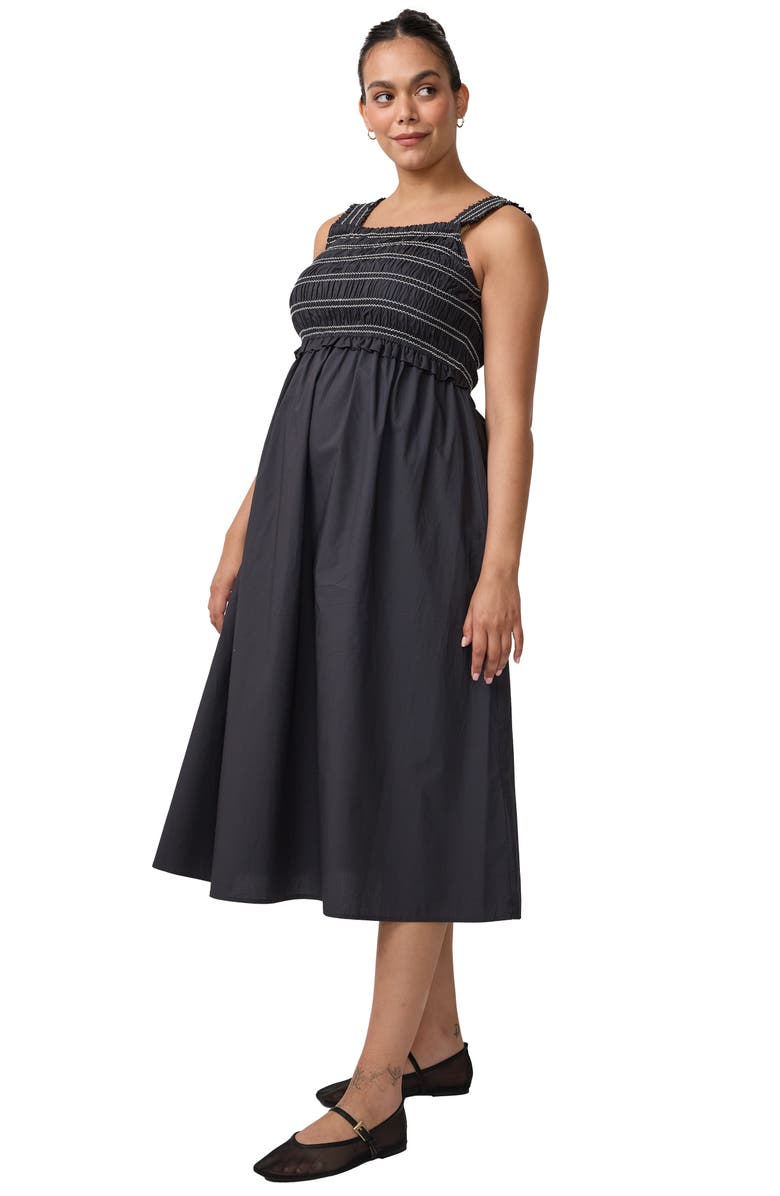 Ingrid & Isabel Square Neck Smocked Maxi Dress, Alternate, color, Washed Black