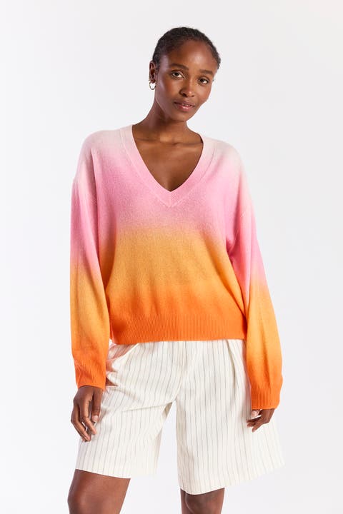 Bali Print 100% Cashmere V Neck Sweater