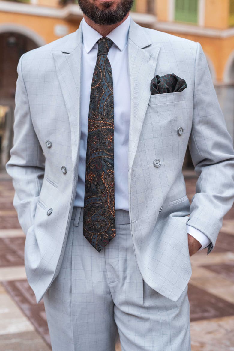 Marsala - Printed Madder Silk Tie for Men, Alternate, color, Forest Green