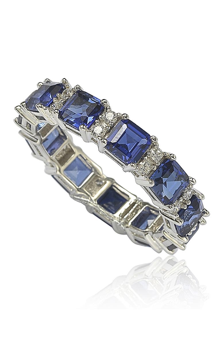 SUZY LEVIAN Sterling Silver Sapphire & Diamond Accent Eternity Band Ring, Alternate, color, Blue