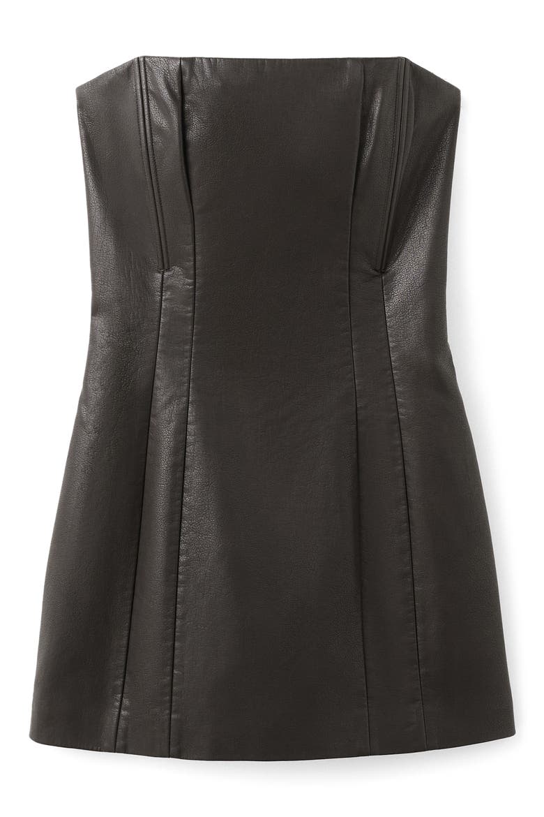 Strapless Faux Leather Minidress, Main, color, CHOCOLATE