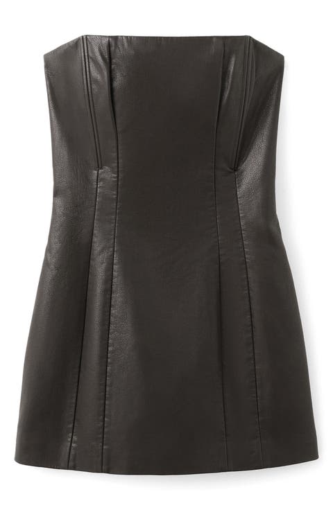 Strapless Faux Leather Minidress