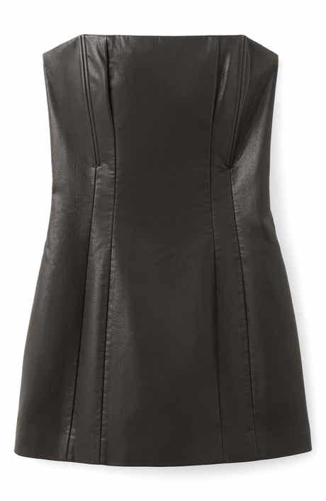 Strapless Faux Leather Minidress