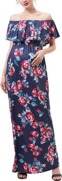 Kimi & Kai Calanthe Off the Shoulder Maternity Nursing Maxi Dress