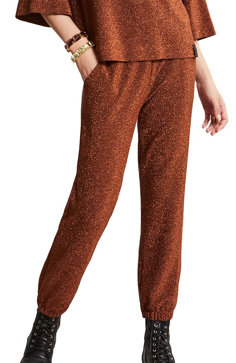 ottod'Ame Viscose Trousers With Lurex, Main, color, Metallic Rust