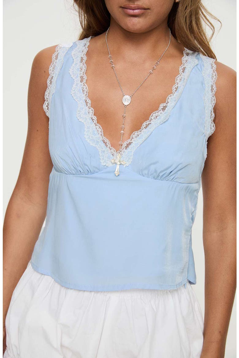Tinkerie Lace Trim Tank, Alternate, color, BLUE
