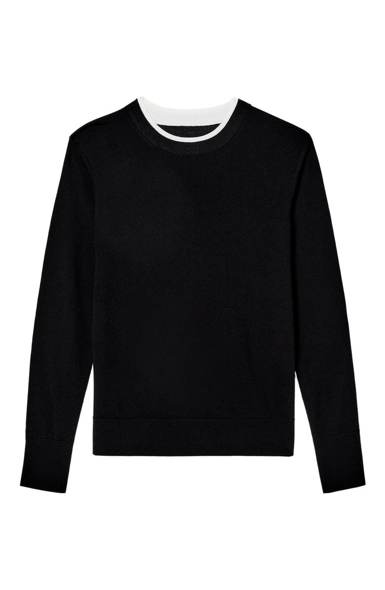 M.M.LaFleur Kit Contrast Sweater - Light Merino, Alternate, color, Black/Ivory