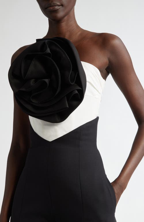 Carolina Herrera Rose Strapless Top In Black/white