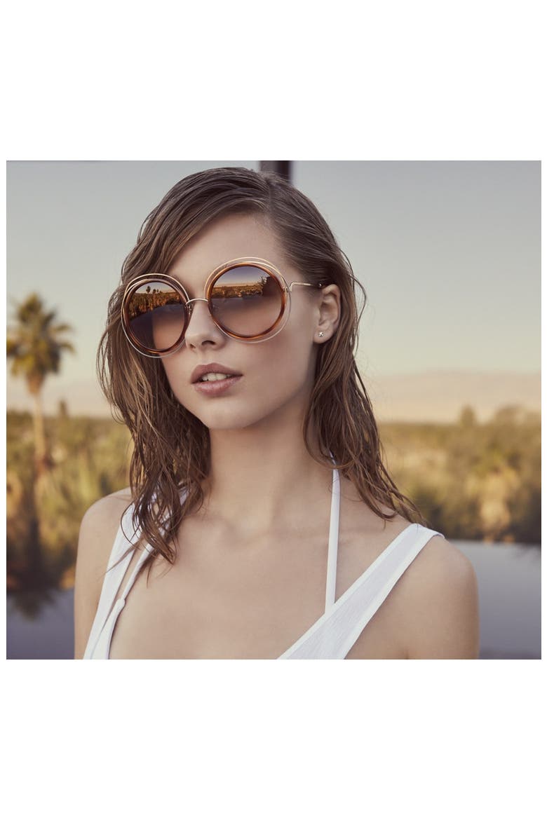 'Carlina' 58mm Round Sunglasses, Alternate, color, GOLD/ TRANSPARENT PEACH