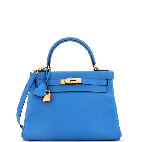 Kelly Handbag Blue Togo with Gold Hardware 28