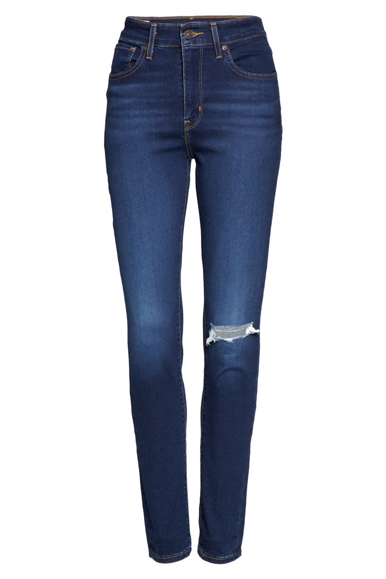 Levi's® 721™ Ripped High Waist Skinny Jeans, Alternate, color, LONDON HAZE