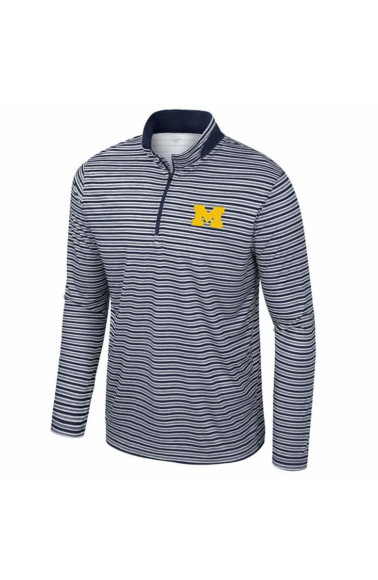 COLOSSEUM Men's Colosseum Navy Michigan Wolverines Striped Quarter-Zip Top, Alternate, color, Navy