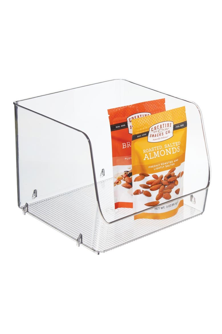 Stackable Open-Front Storage Bin - Set of 4 - Clear - Made in USA, Alternate, color, Clear