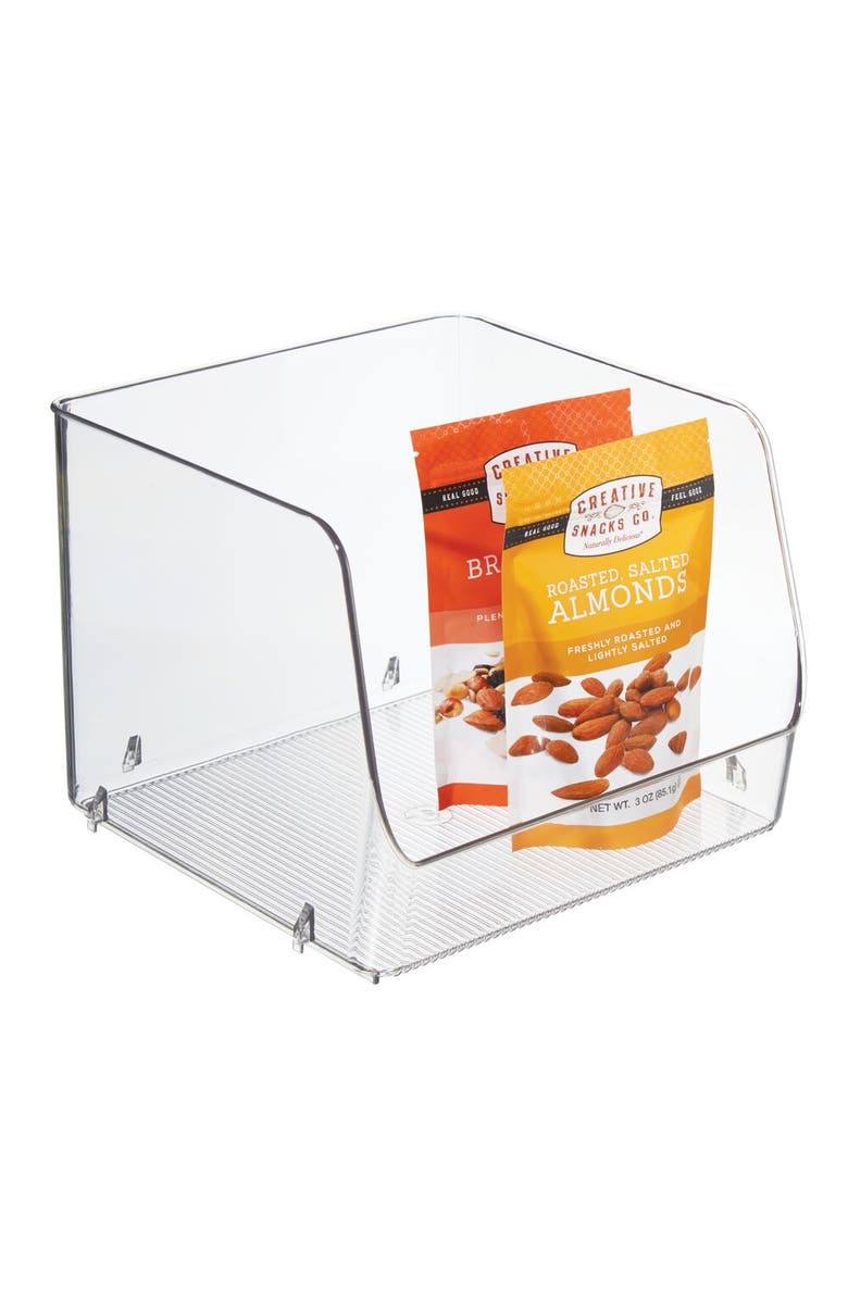 iDesign Stackable Open-Front Storage Bin - Set of 4 - Clear - Made in USA, Alternate, color, Clear