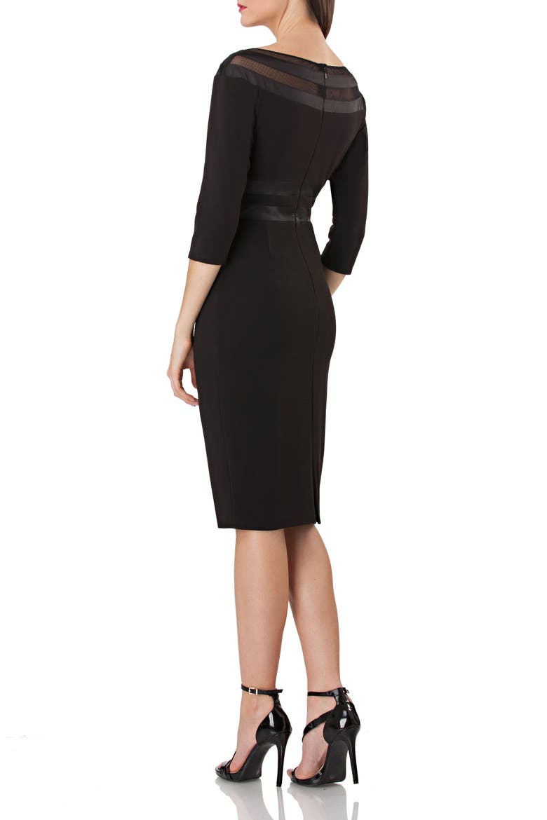 JS Collection Ottoman Illusion Lace Inset Cocktail Dress, Alternate, color, BLACK