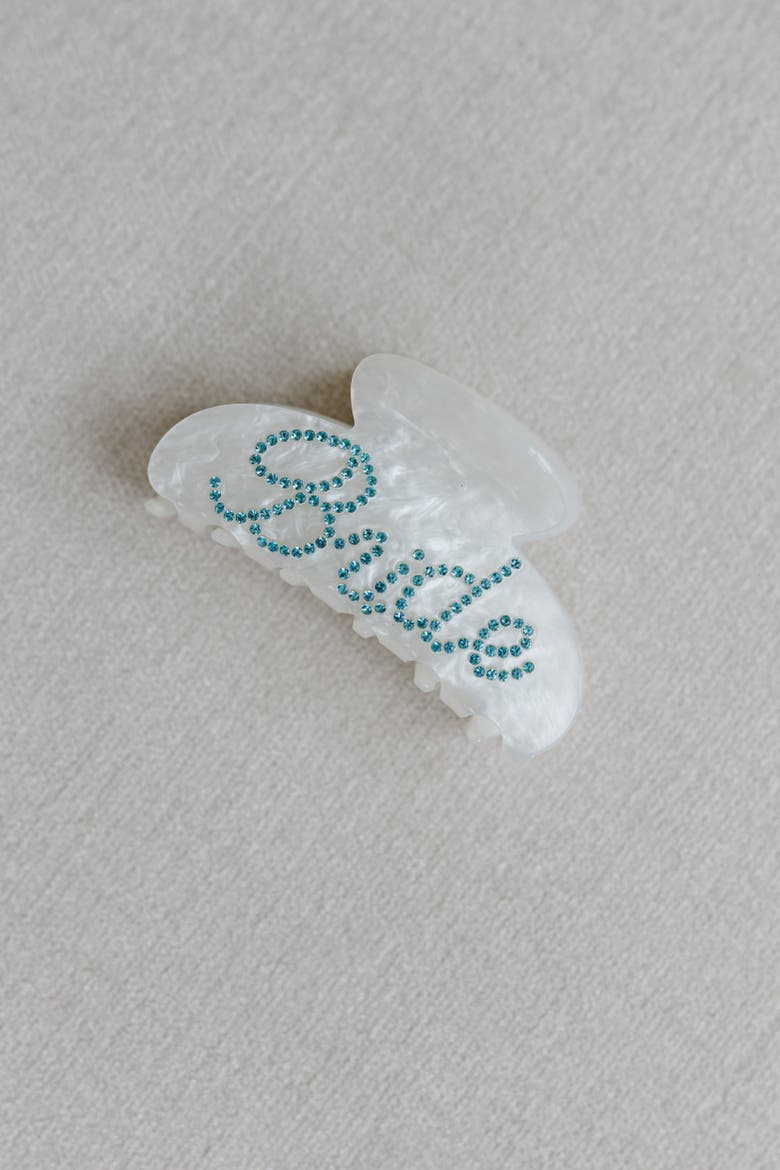 Something Blue Bride Crystal Claw Clip, Alternate, color, White