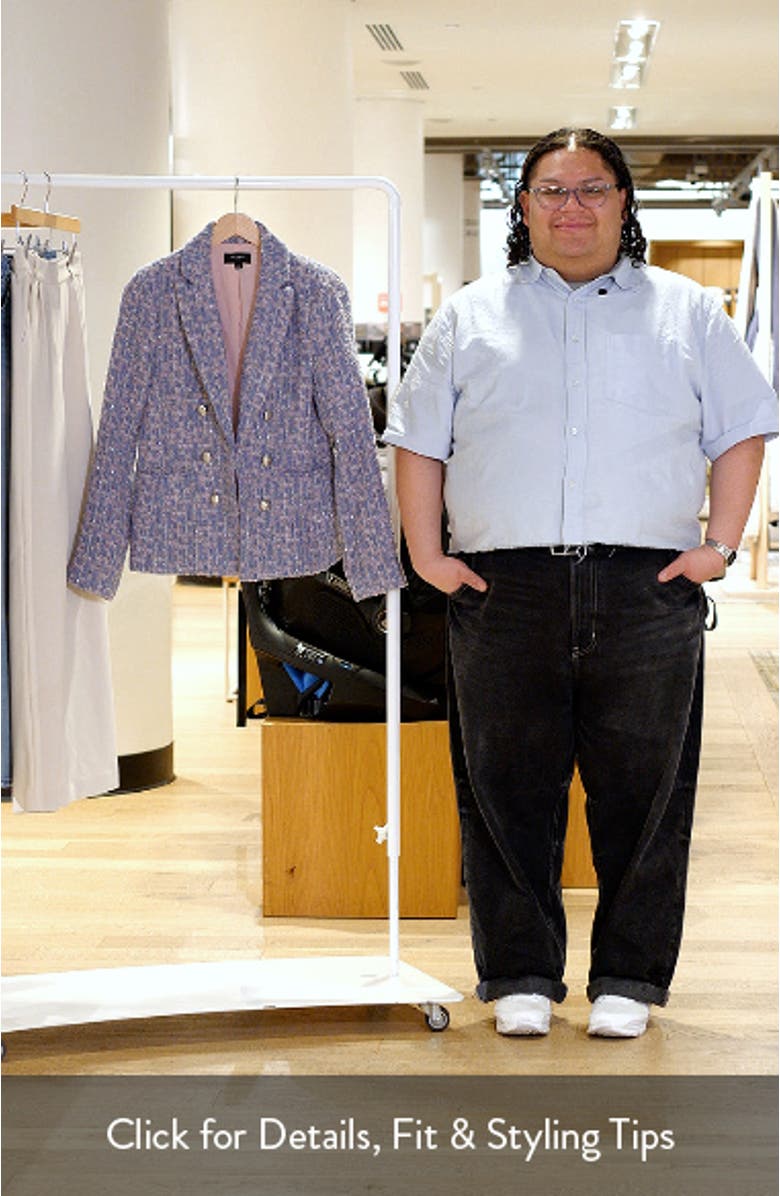 Faux Double Breasted Metallic Tweed Blazer, sales video thumbnail