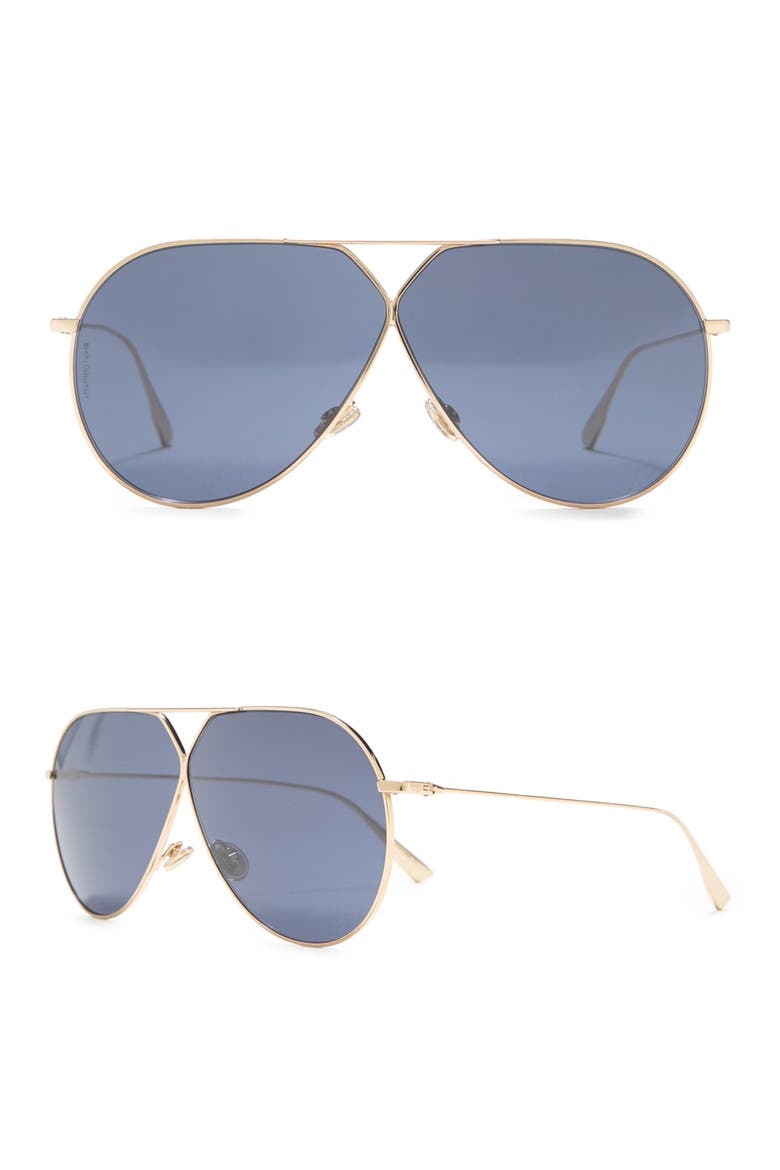 Christian Dior 65mm Aviator Sunglasses, Alternate, color, Gold/Blue
