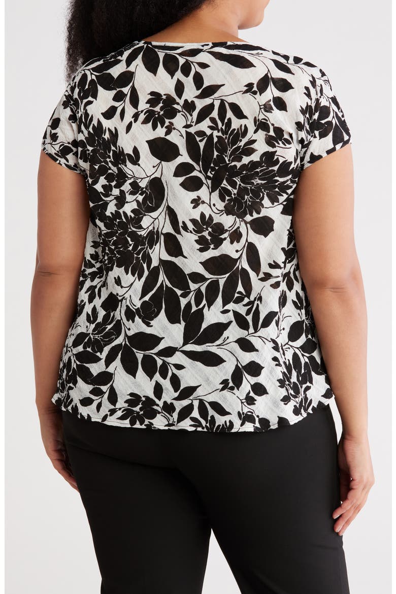 Floral Cowl Neck Top, Alternate, color, BLACK/ WHITE