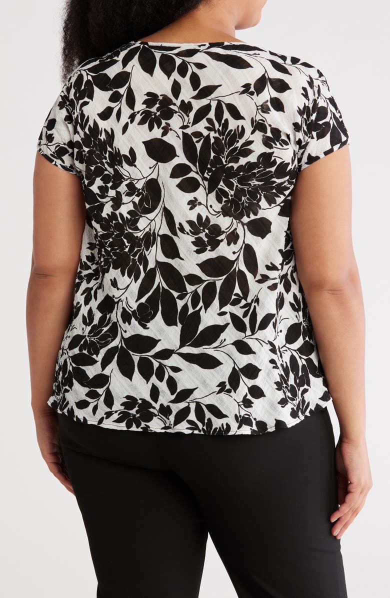 Renee C Floral Cowl Neck Top, Alternate, color, Black/ White