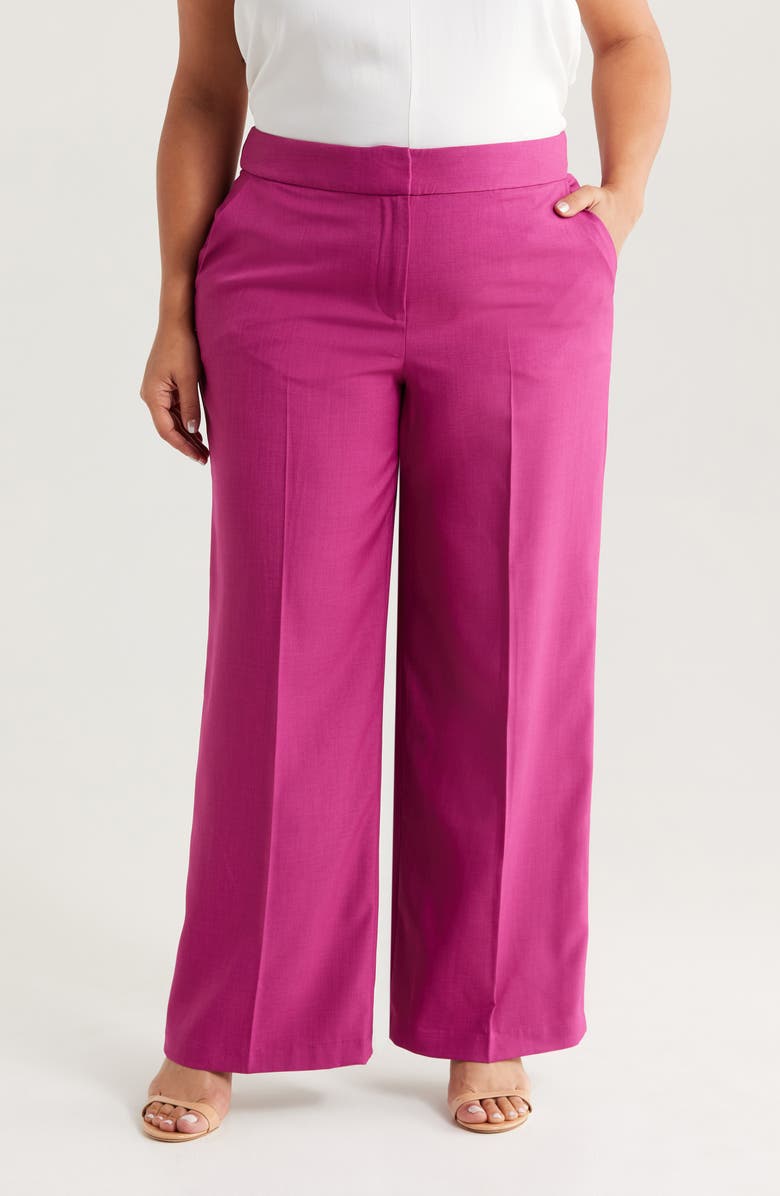 Tahari ASL Wide Leg Pants, Main, color, Wild Berry