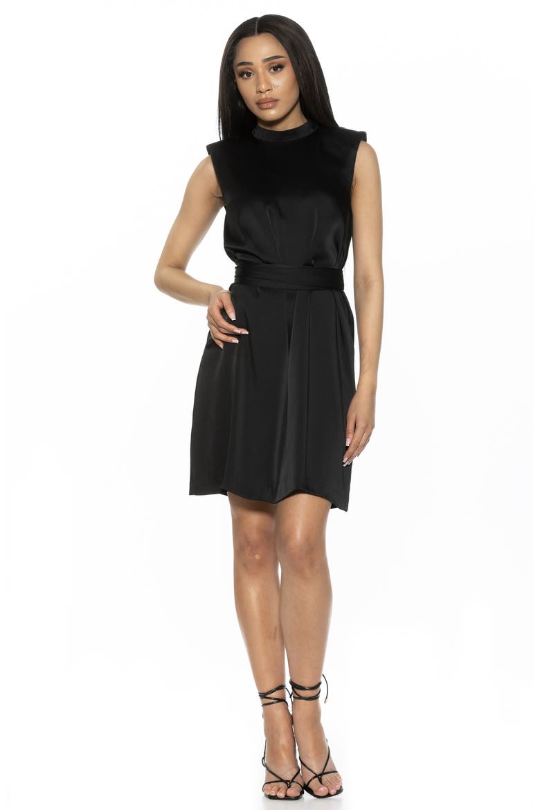 Brixton Mock Neck Sleeveless Shift Dress, Alternate, color, BLACK