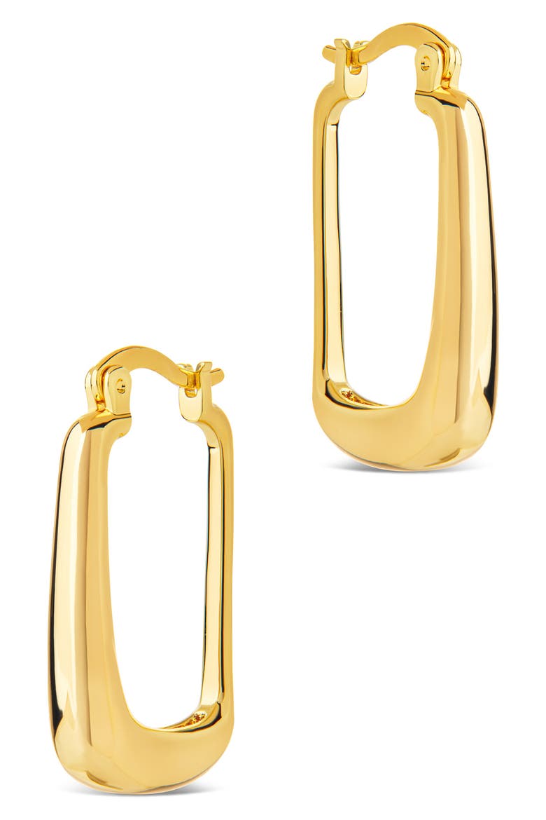 Eliette Polished Rectangular Hoop Earrings, Alternate, color, GOLD
