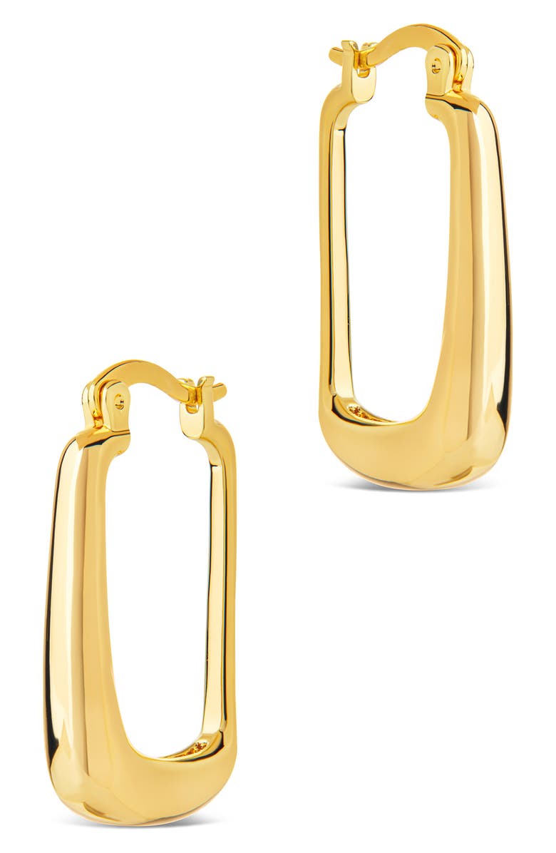 Sterling Forever Eliette Polished Rectangular Hoop Earrings, Alternate, color, Gold