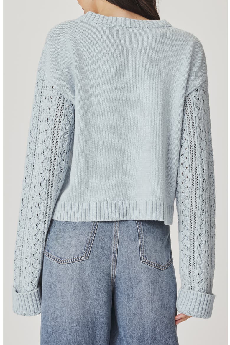 Gracie Cable Stitch Sleeve Cardigan, Alternate, color, COUNTRY AIR BLUE
