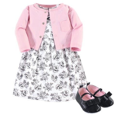 Cotton Dress, Cardigan and Shoe Set