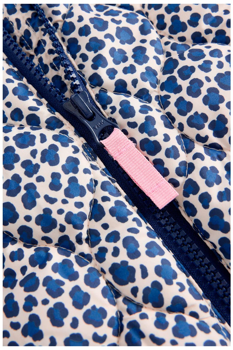 Kids' Quilted Bomber Jacket, Alternate, color, CALICO WHITE/ BLUE LEOPARD