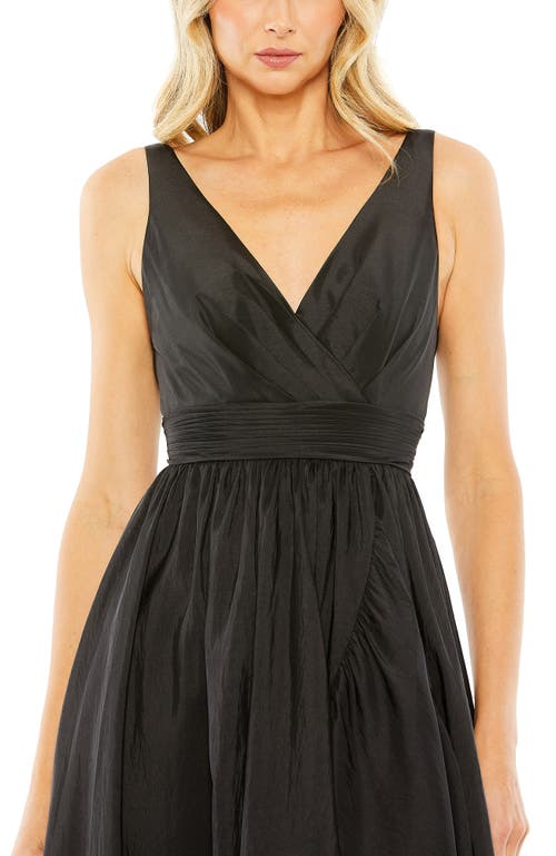 Mac Duggal Taffeta Hi-low Ruffle Gown In Black