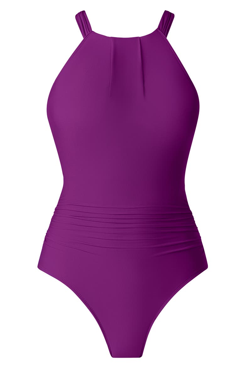 Amelia Open Back One-Piece Swimsuit, Alternate, color, VIOLET