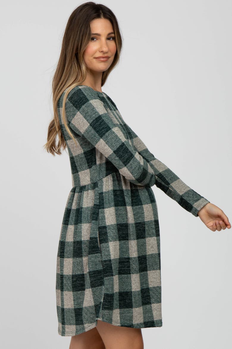 Plaid Knit Dress, Alternate, color, Green