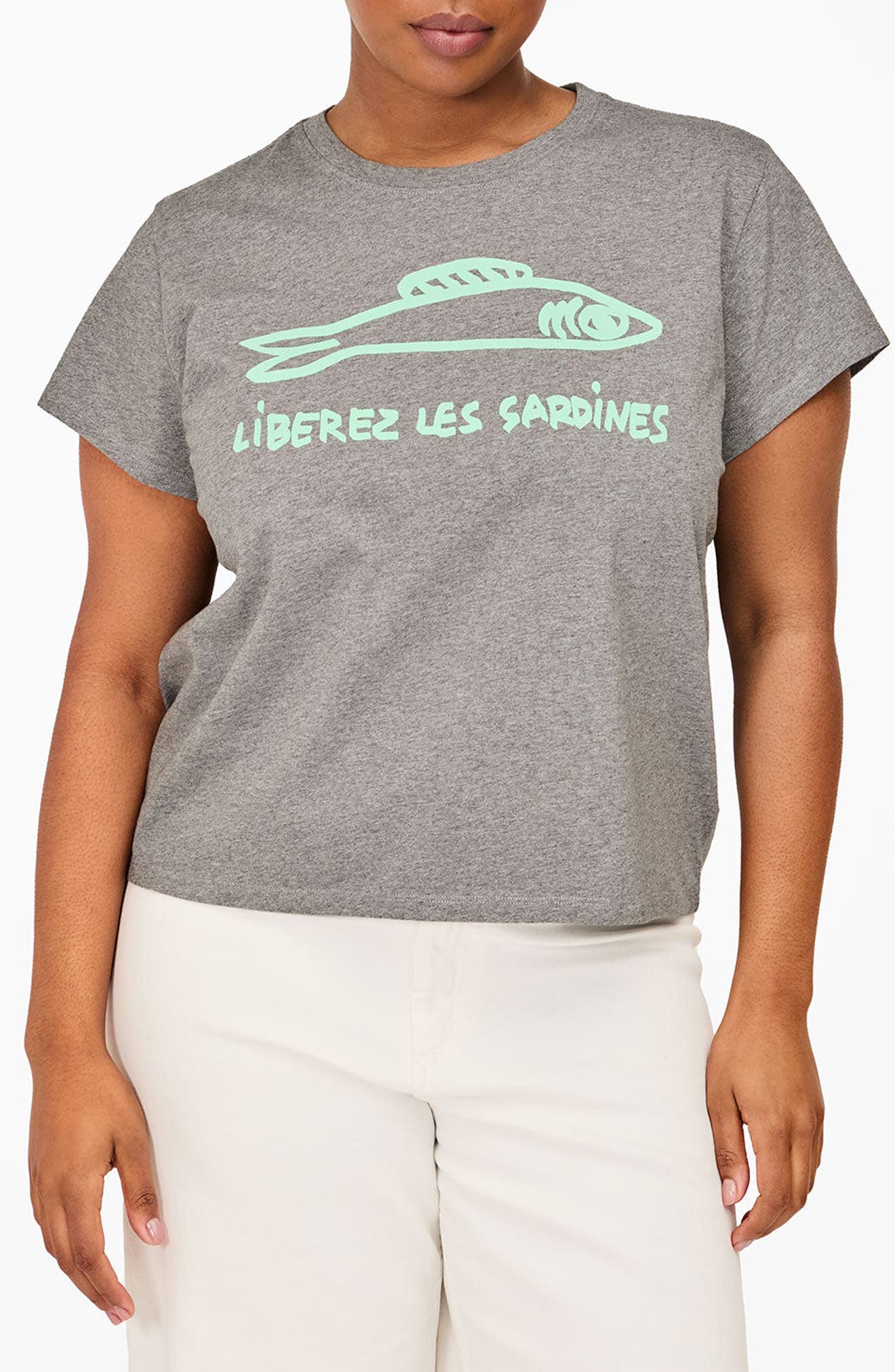 Clare V. Libérez Les Sardines Cotton Graphic T-Shirt