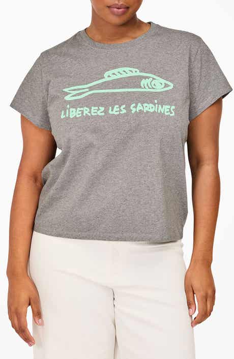 Clare V. Libérez Les Sardines Cotton Graphic T-Shirt