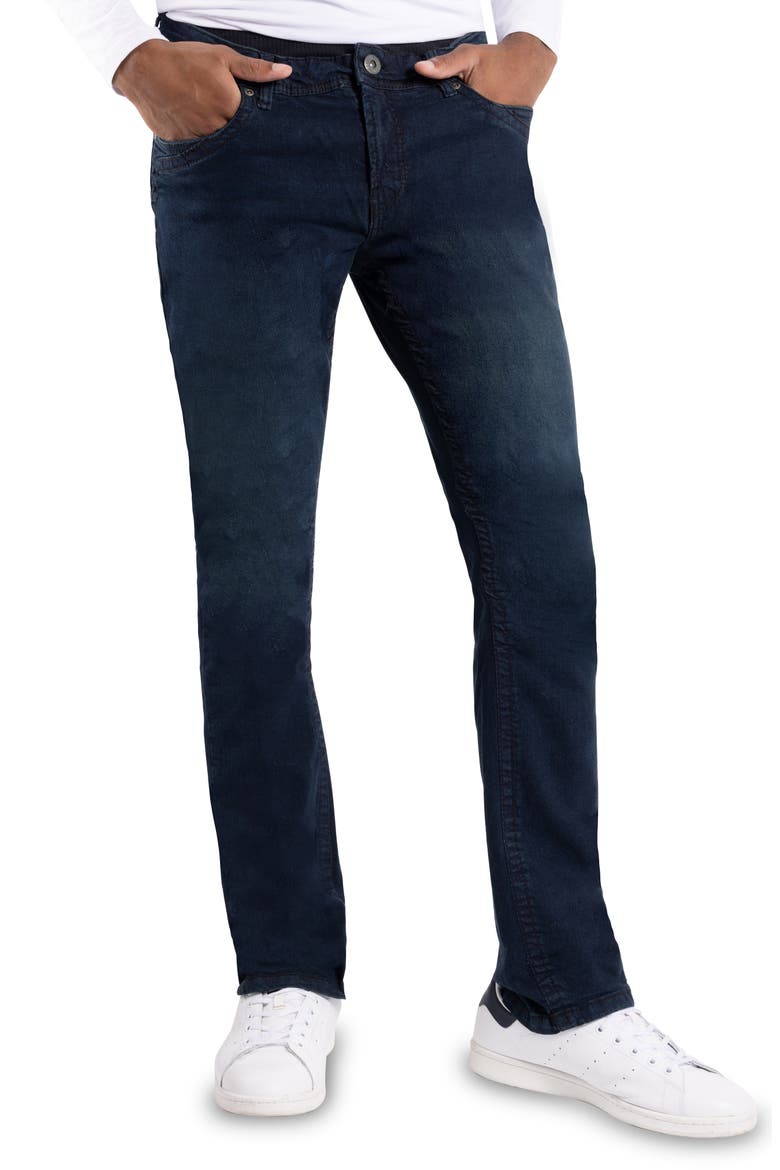 Saddle Stitch Modern Fit Denim Jeans, Alternate, color, BLUE BLACK