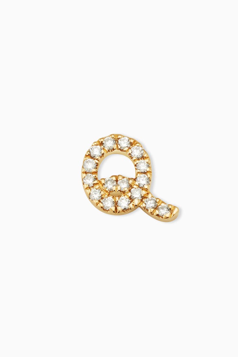 14K Gold Luxe Letter Diamond Initial Single Stud, Main, color, Yellow Gold - Q