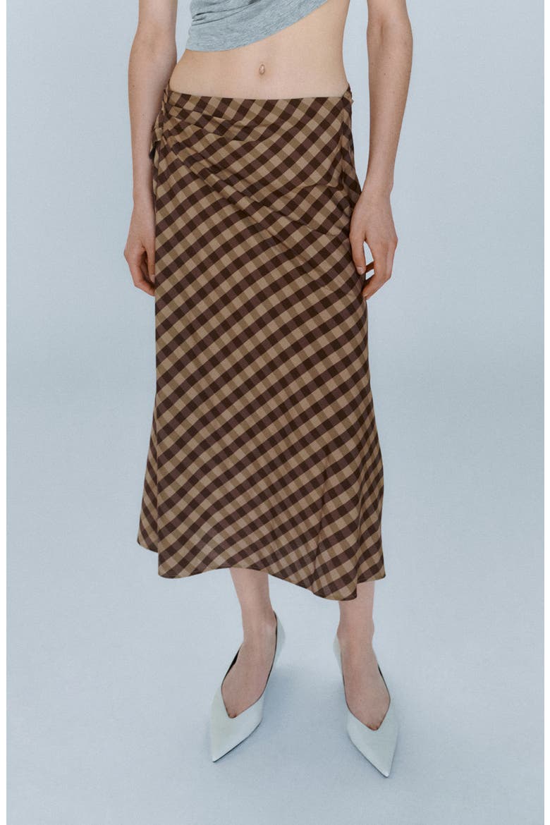 Gingham Midi Skirt, Main, color, CHOCOLATE