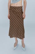 MANGO Gingham Midi Skirt