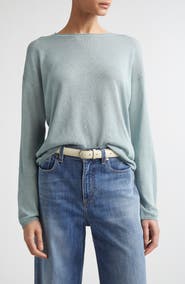 Eleventy Sequin Silk & Cotton Crewneck Sweater