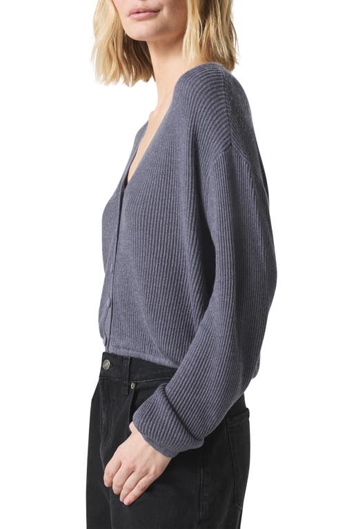Splendid Bri Rib Blouson Sleeve Cardigan In Ash Navy