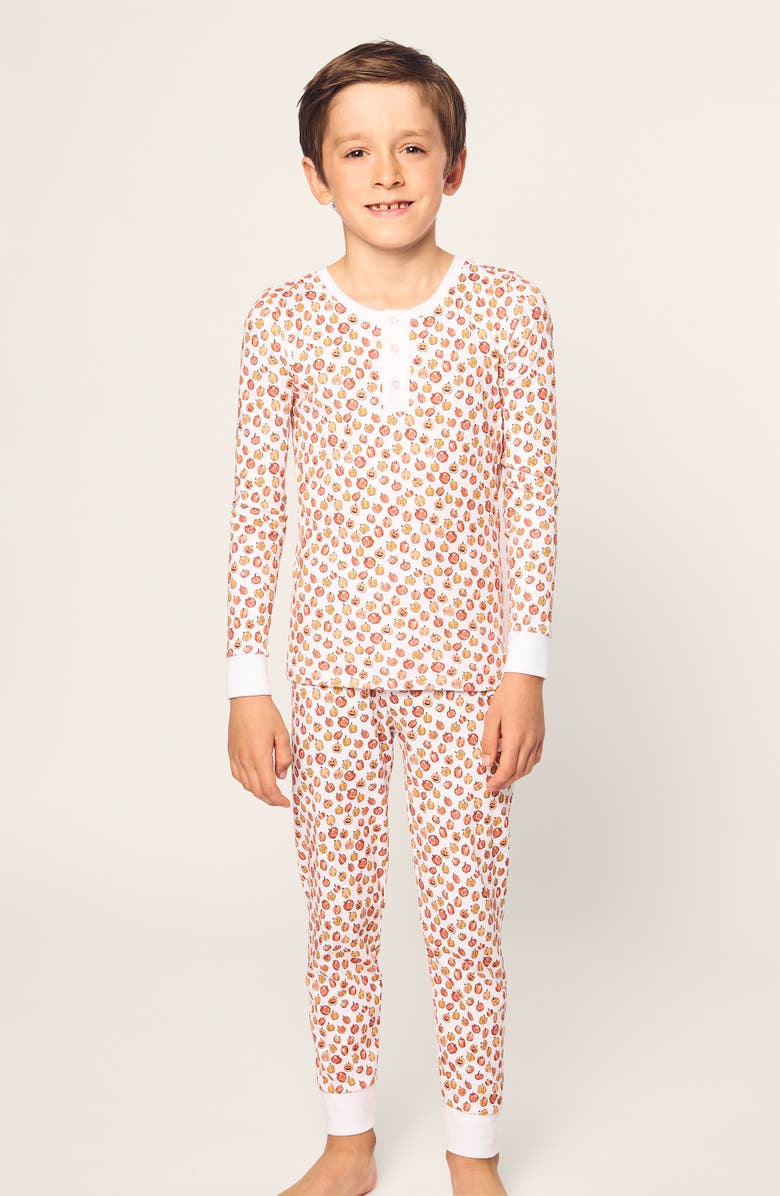 Petite Plume Kids' Pumpkin Patch Fitted Pima Cotton Two-Piece Pajamas, Alternate, color, Orange